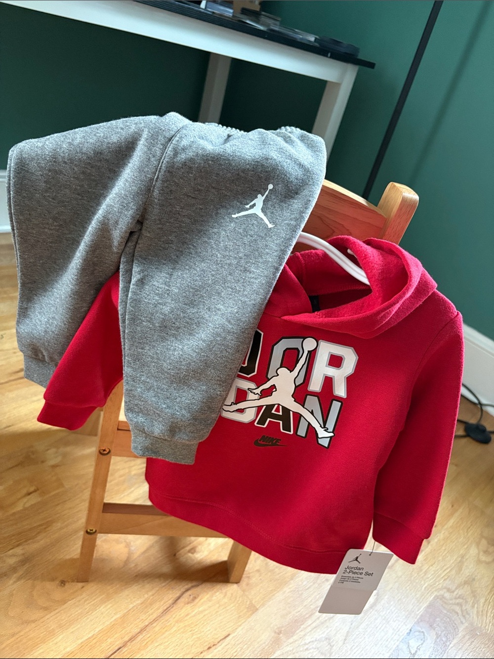 Toddler Red Hoodie & Gray Joggers Set